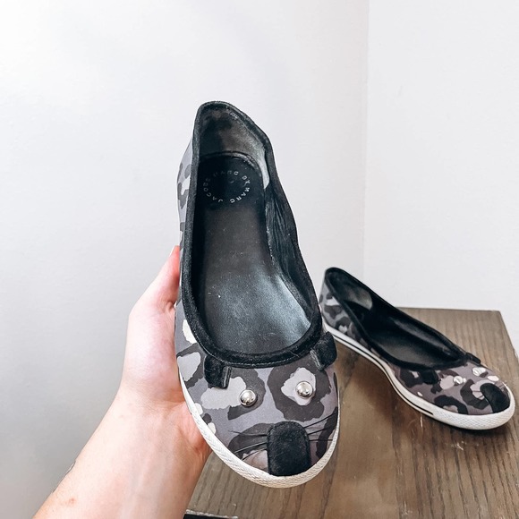 Marc Jacobs Camo Neutral Black White Gray Mouse Animal Whisker Flats 7.5 - Picture 1 of 12